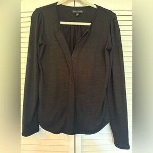 Banana Republic Black V-Neck Open-Front Sweater